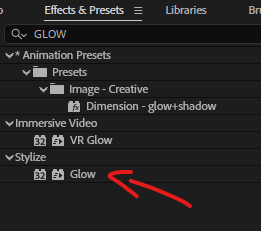 אפקט Glow באפטר אפקטס