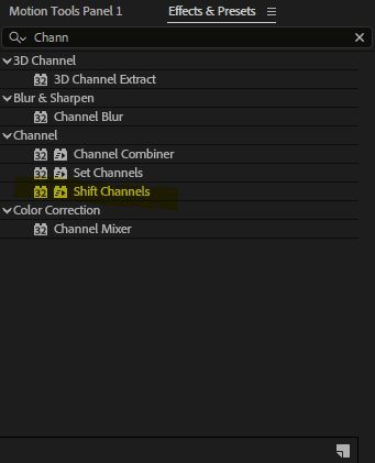 אפקט Shift Channels באפטר אפקטס