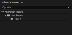אפקט מותאם אישית בחלונית ה Effects & Presets